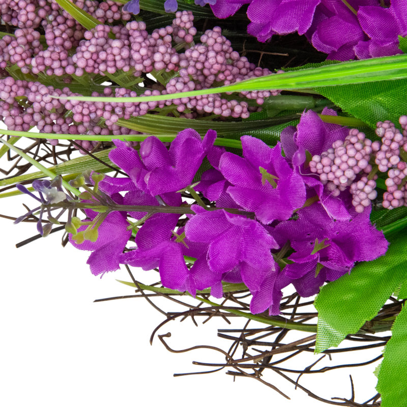 Couronne de printemps artificielle Heather and Star - mauve et blanc 22 po