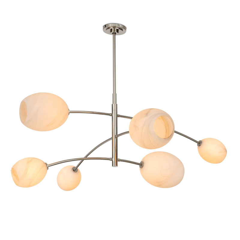 Artemis Chandelier, Polished Nickel, Alabaster