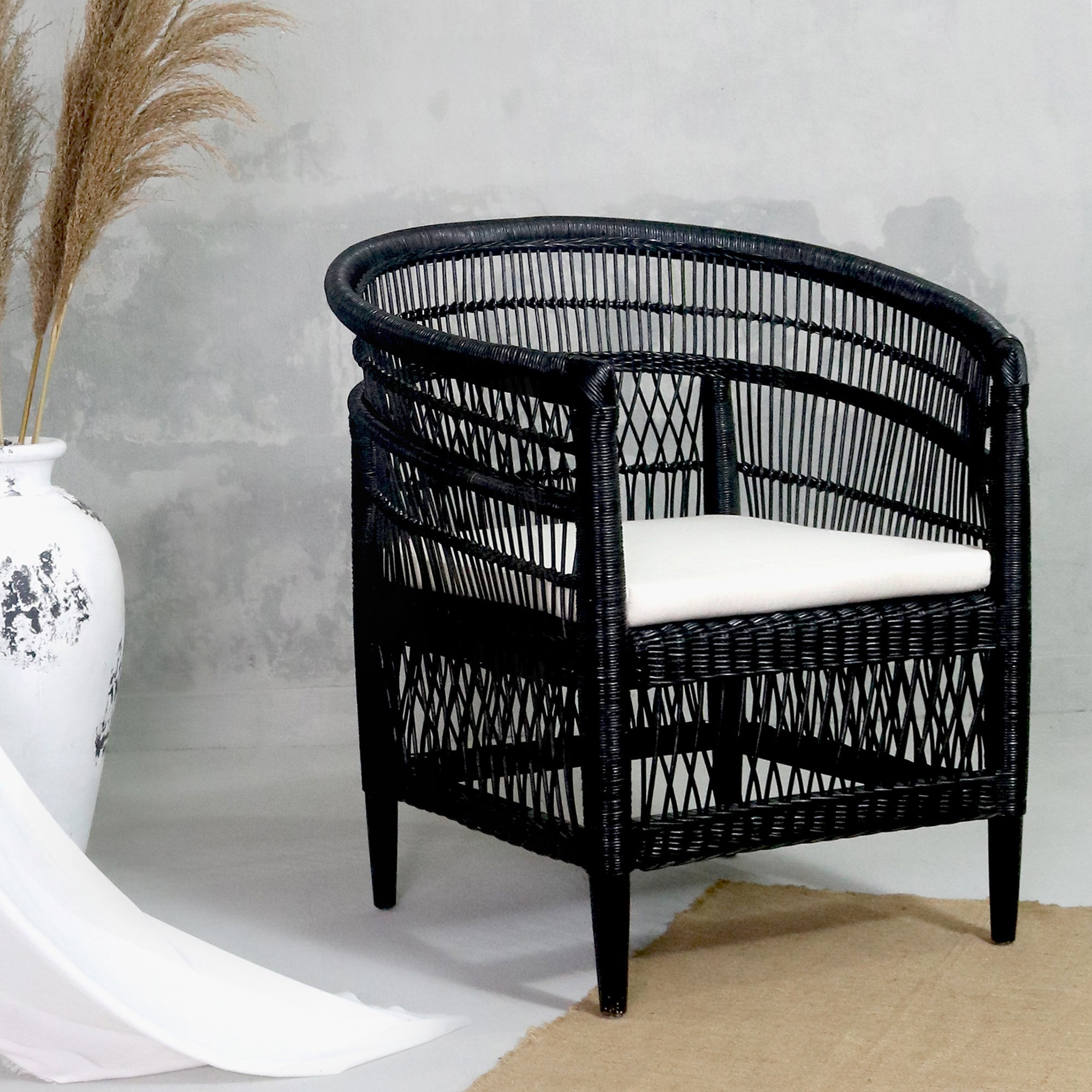 Rattan discount armchair black