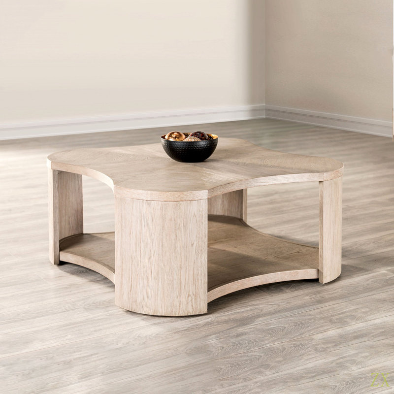 Table basse 1Pc de style moderne avec structure ouverte en bois d'hévéa