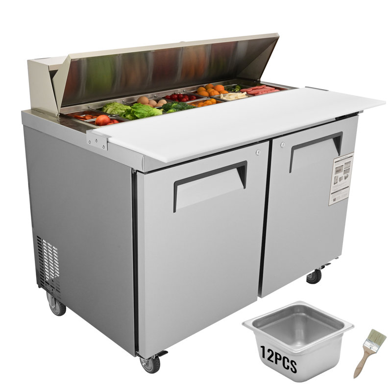 48'' Stainless Steel Double-Door Sandwich Prep Refrigerator