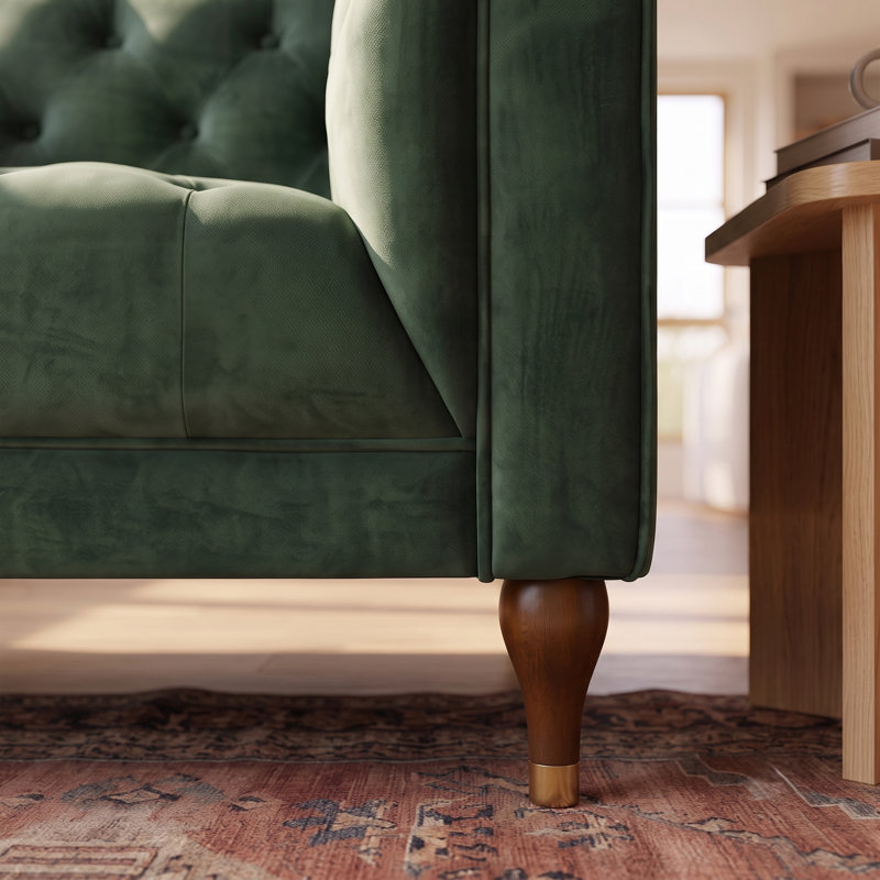 Brette Velvet Armchair, Green Velvet, 29" H x 42" W x 33" D