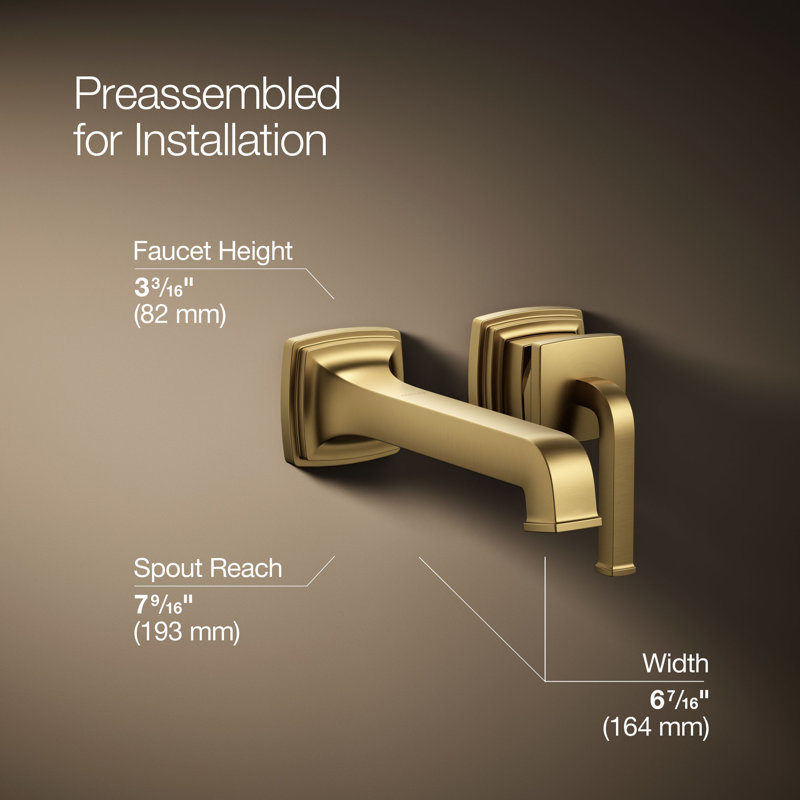 Riff Wall-Mount Single-Handle Bathroom Sink Faucet, Vibrant Brushed Moderne Brass