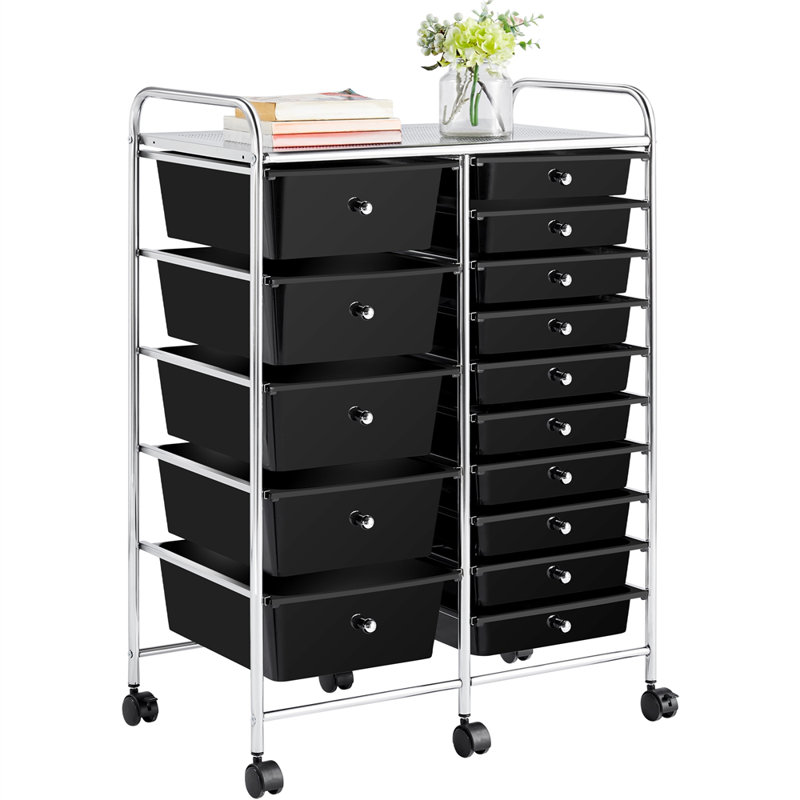 91cm H x 63cm W Utility Cart with Wheels, Black