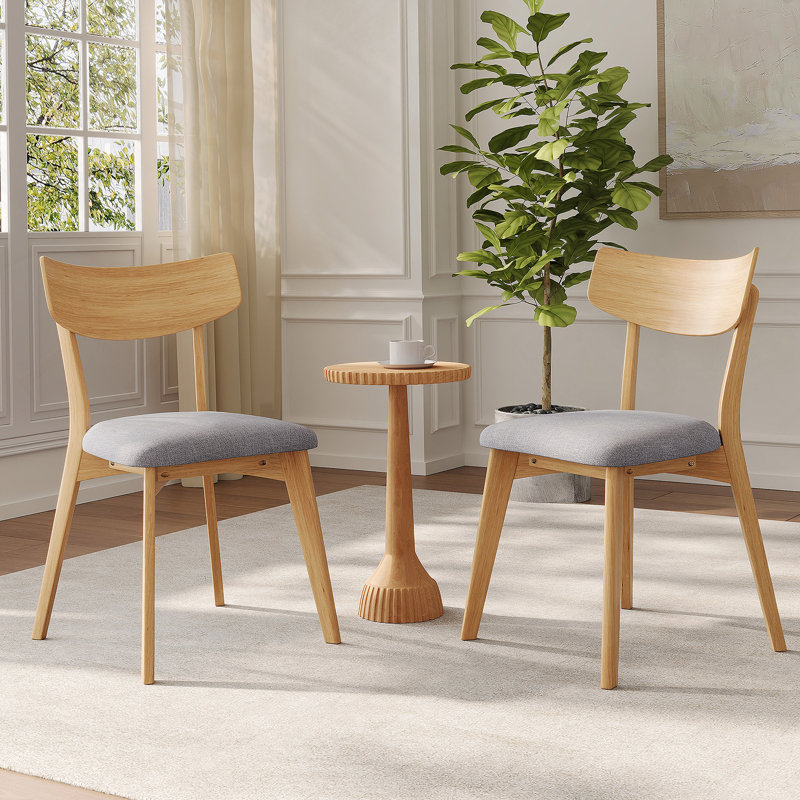 Ensemble de 4 chaises de salle à manger Mid-Century, 4, Gris foncé, Naturel
