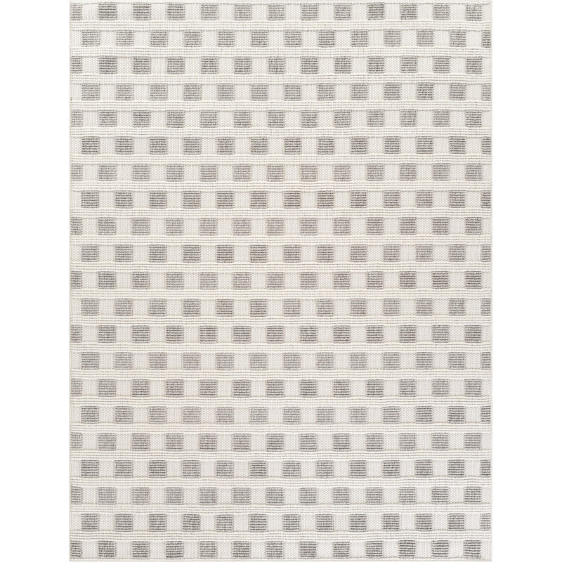 Abani Rugs LUC150A Grid Loop Texture Cream Grey Area Rug, Rectangle 5'3" x 7'6"