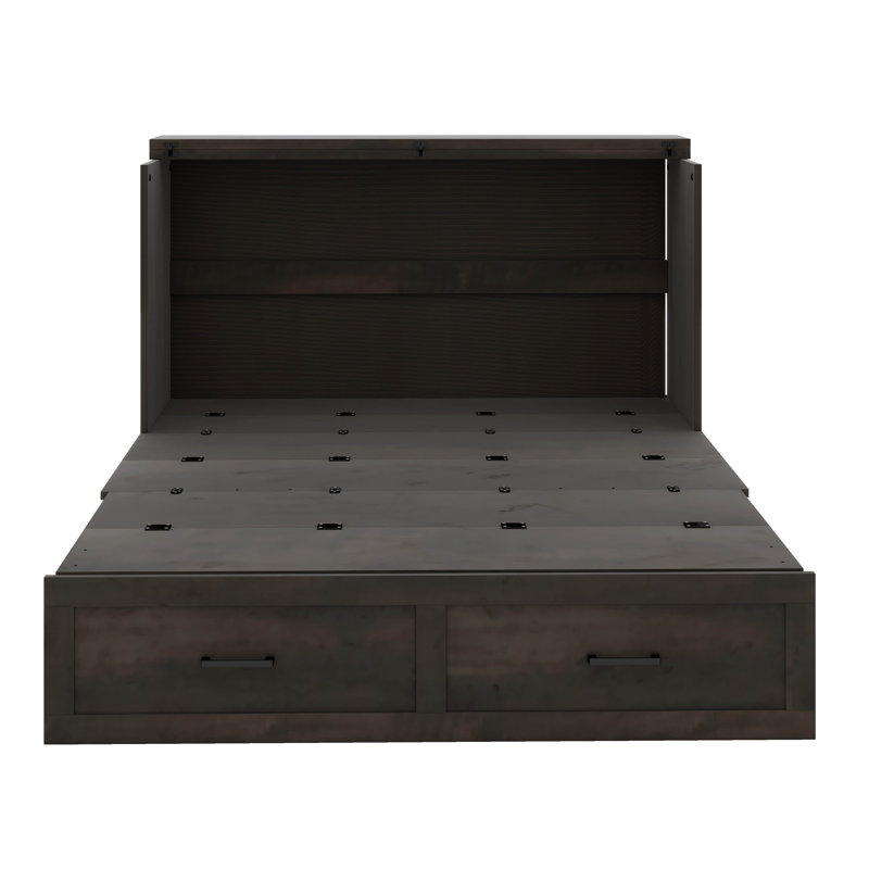Full Murphy Bed With Storage Drawer & USB Charging Station, Rustic Grey, Full