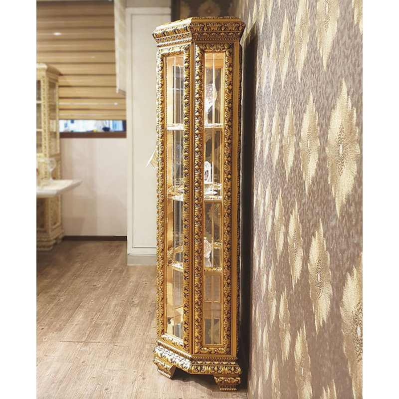 Infinity Lighted Curio Cabinet, Antique Gold