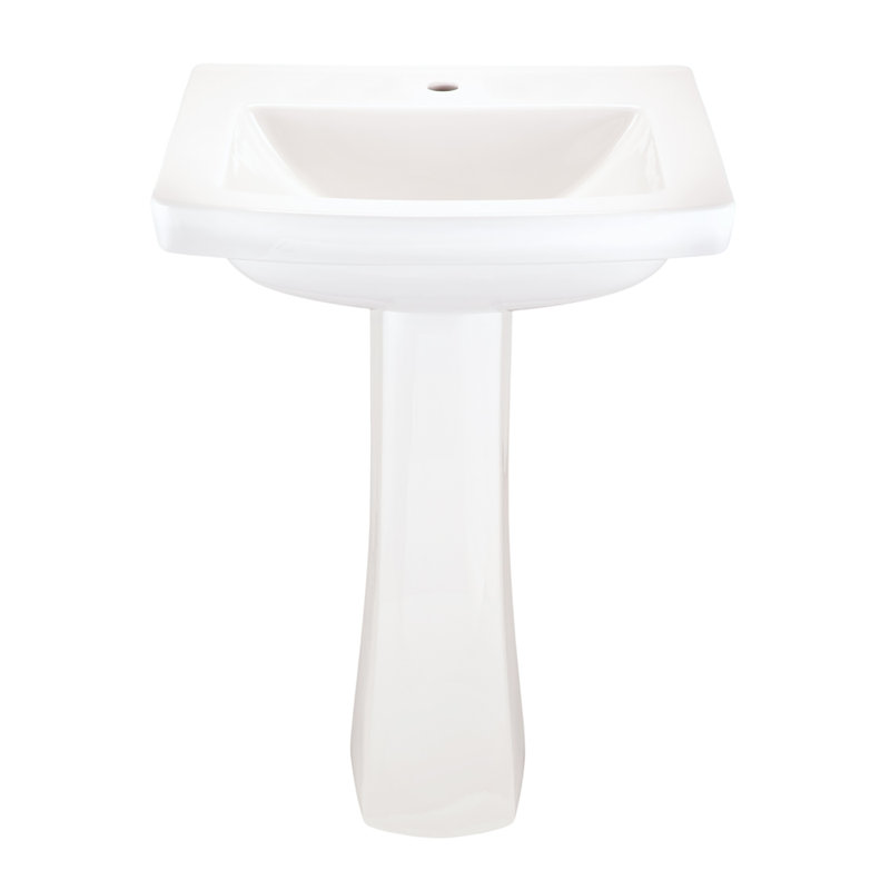 Lavabo de salle de bain rectangulaire en porcelaine vitreuse blanche avec trop-plein, Simple