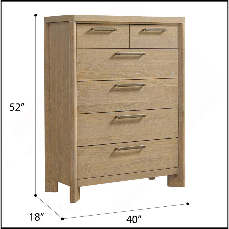 Commode 6 tiroirs brun clair