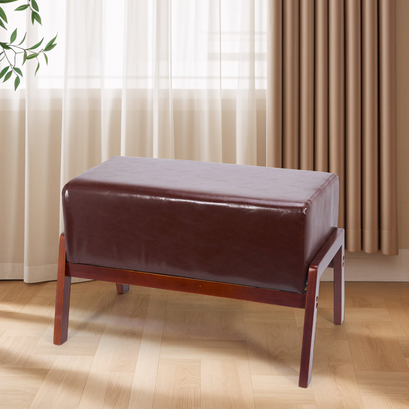 Tabouret en bois rembourré Mid Century, Brun