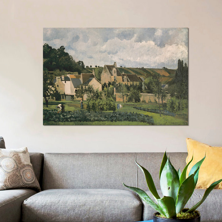 «The Hermitage at Pontoise, 1867» par Camille Pissarro, reproduction sur toile, H 18 po x l 26 po x P 1,5 po, Pas de tapis