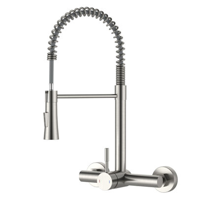 8 Inch Center Wall Mount Kitchen Faucet Single Handles
