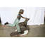 Statue en bronze 53 po x 21 po x H 40 po Nifao Collection Young Girl and Her Dog