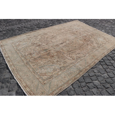 Tapis turc vintage rétro Oushak - Style rustique vieilli parfait pour les salons et la décoration intérieure