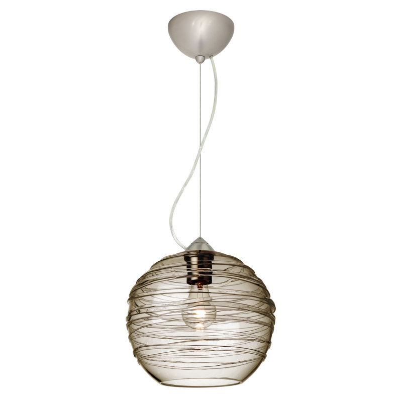 Luminaire sphère suspendu 1 lumières simple Lukens, Fumée, Bronze brossé