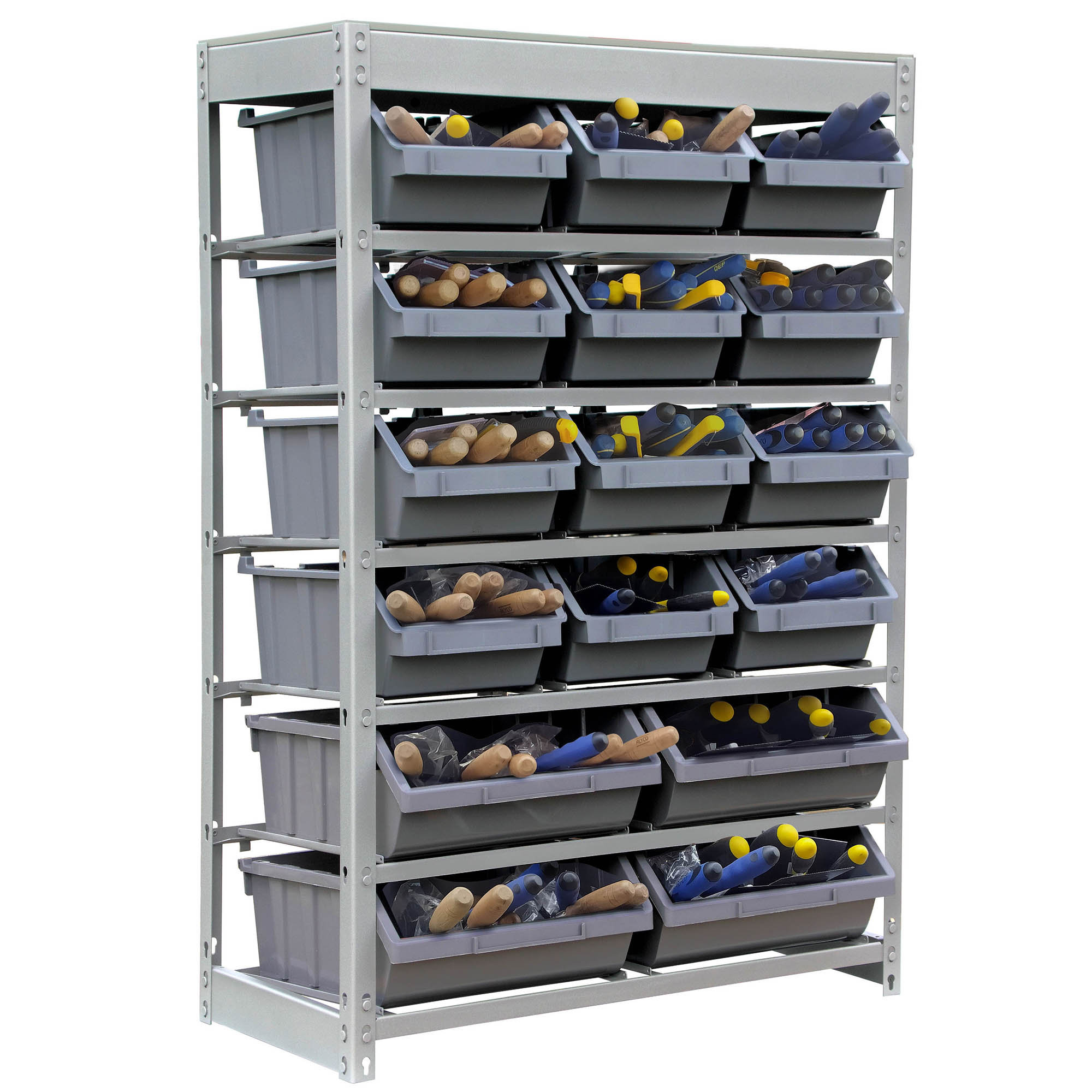 Rebrilliant Jymon 33 W x 15 D x 50 H Garage Storage Bin Rack System Heavy  Duty 6 Tiers 22 Bins Shelving Units