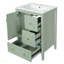 Meuble-lavabo 24 po avec lavabo, 1 armoire avec porte à fermeture douce, 3 tiroirs à fermeture douce, poignées en métal rétro, vert clair