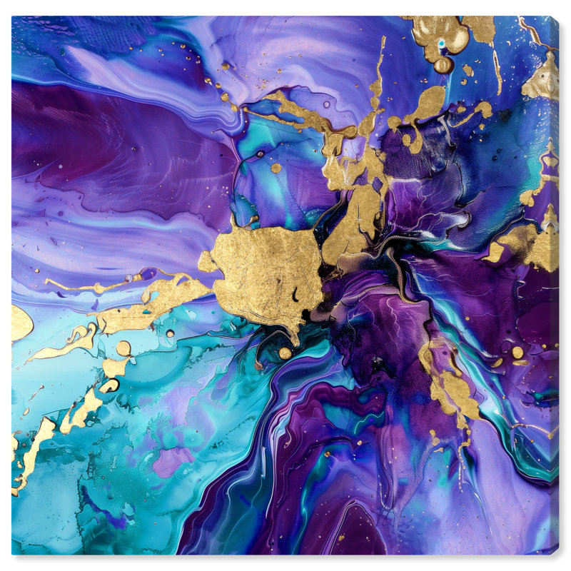 Art mural abstrait coloré sur toile Fantasy Pool par Art Remedy, Toile tendue, H 12 po x l 12 po