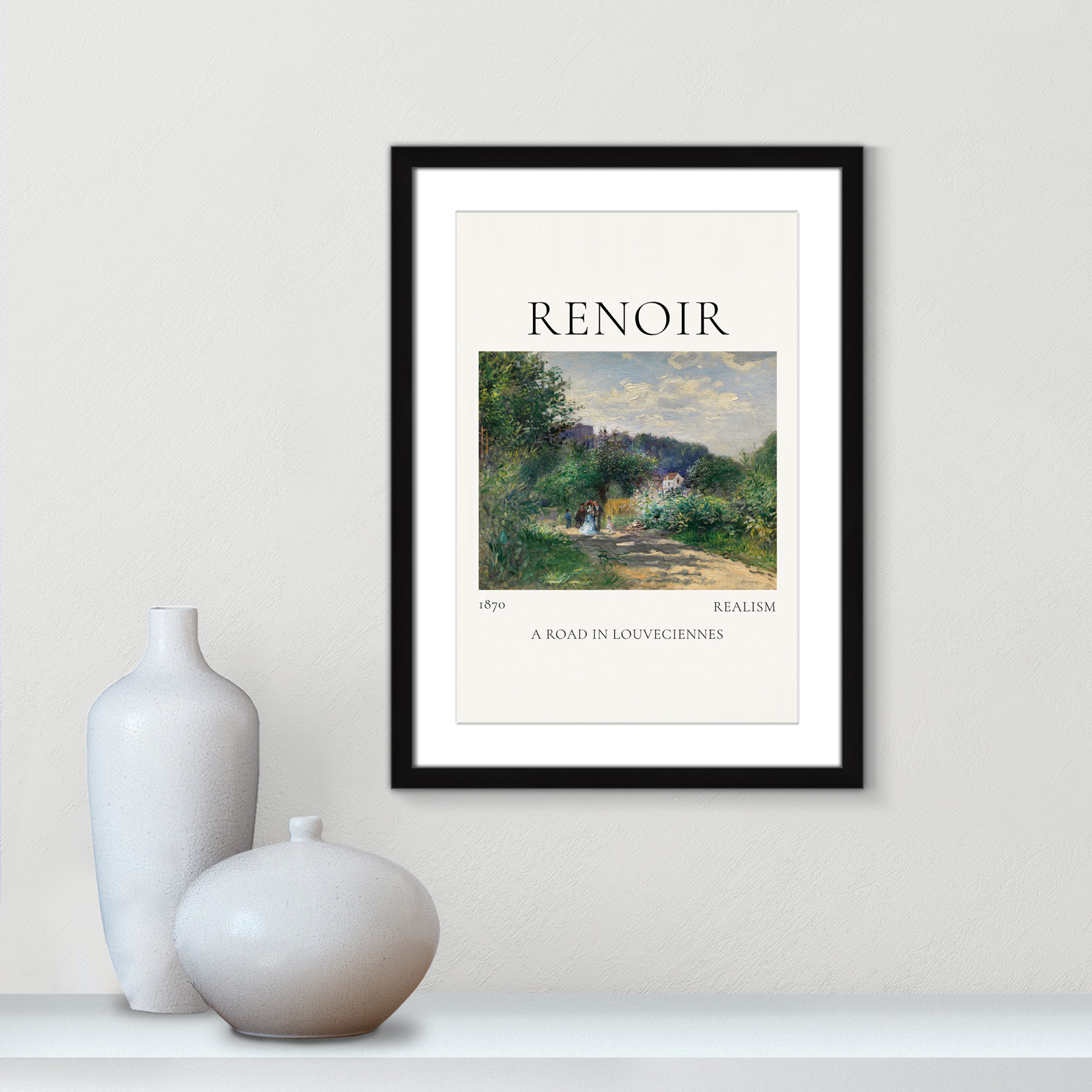 Rocchetto "A Road in Louveciennes" Print, Black Single Picture Frame, Yes, 23" H x 17" W x 1.25" D