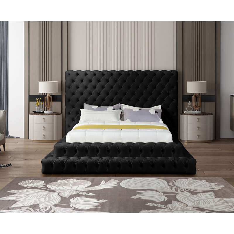 Lit en velours Dymphia Revel, Grand, Velours noir