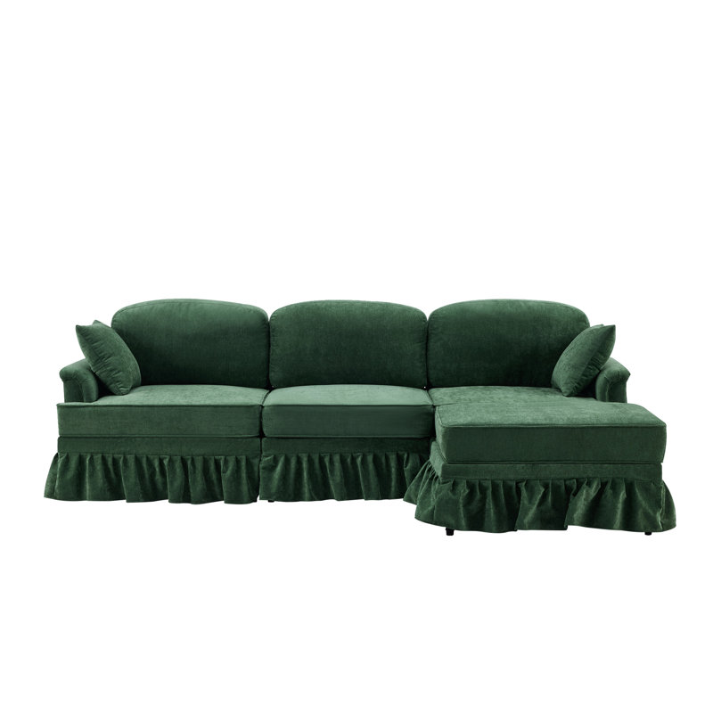 103” Comfy Cloud Couch L Shaped Sectional Sofa, Green