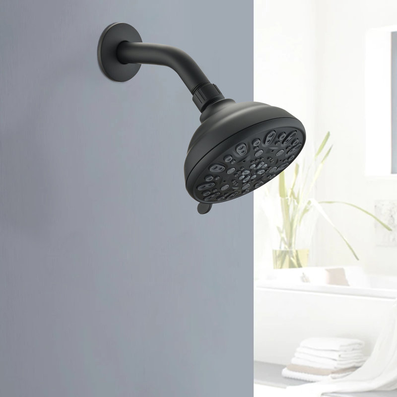 Matte Black 4.72" Shower Head - High , 6 Modes, Clogging, 1.8 Gpm Water Flow In Adjustable Clog, Rustproof,, Matte Black