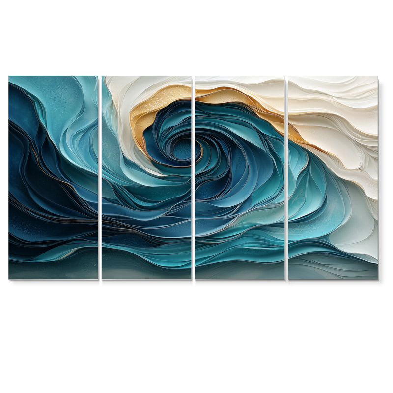 Elianna - Abstract Spirals Wall Art - décoration murale moderne, H 32 po x l 64 po, 4