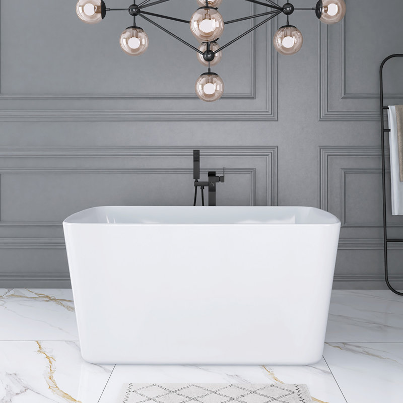 49'' X 28'' Acrylic Freestanding Soaking Bathtub, Glossy White