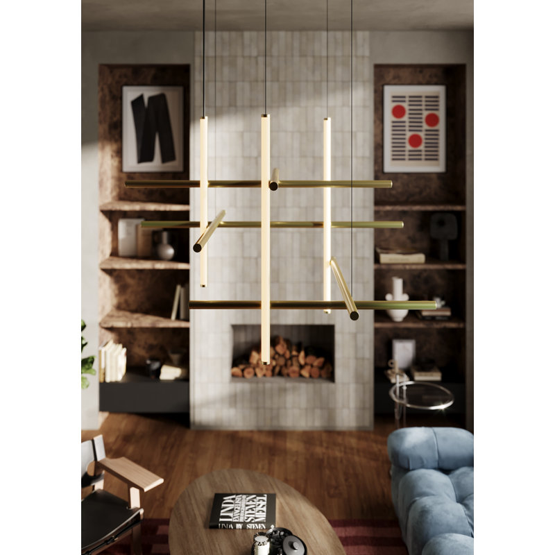 Labyrinth 1 - Light LED Chandelier, Brass