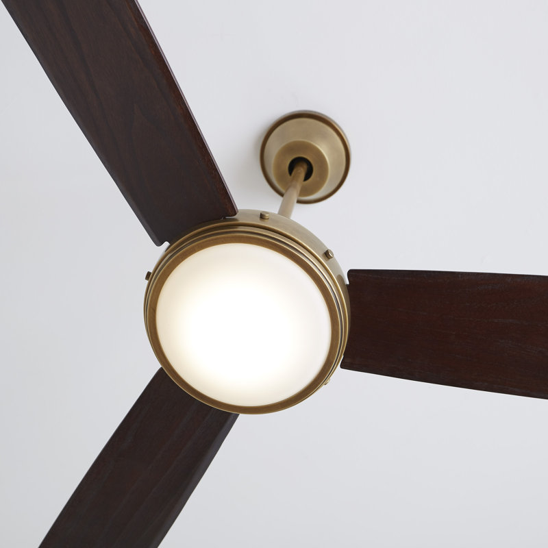 Hicks 60'' Ceiling Fan with LED Lights, Hand-Rubbed Antique Brass/Dark Mahogany
