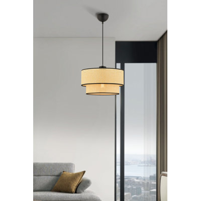 Elegant Camel Color Chandelier, Metal Body, 25.6 x 25.6 x 7.9 inches | CE Certified, E27 Socket (Max 60W), Perfect for Dining Room & Living Space | Stylish Lighting Fixture with Cotton Cap, Height: 25.6 inches