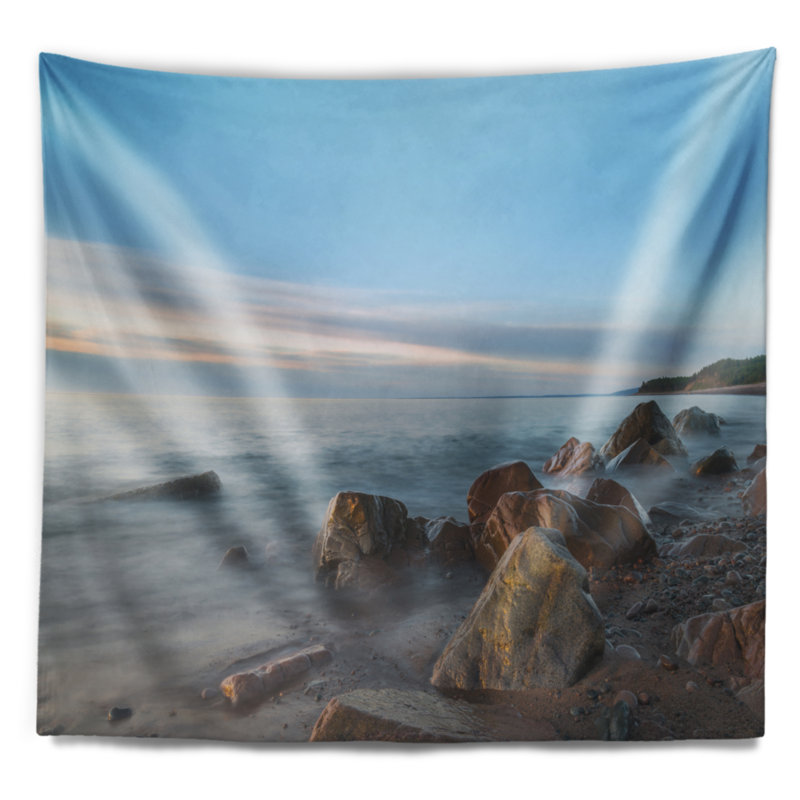 Tapisserie canada seascape cape breton beach-écosse, H 68 po x l 80 po
