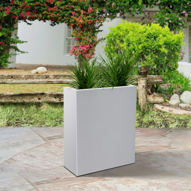 Pot à fleurs en béton Khody, Blanc pur