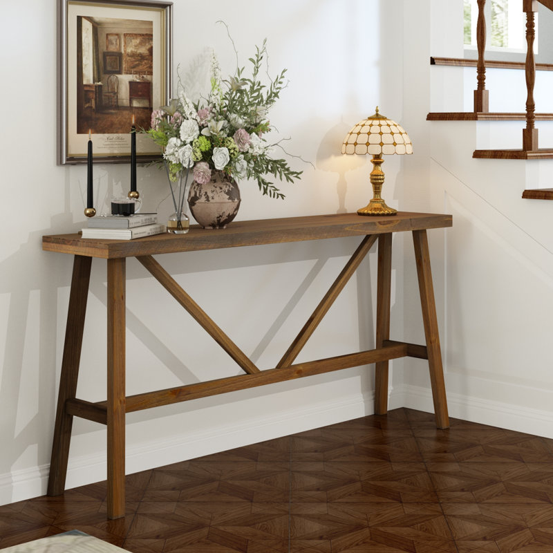 Fawaka 63"W Farmhouse Solid Wood Console Table, 31.5" H x 63" W x 13.4" D