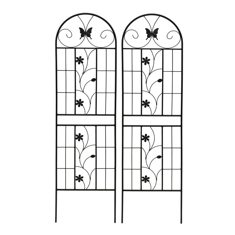 Treillis en métal 71 po x 19,7 po, paquet de 2 antirouille pour rosiers d'extérieur, noir, assemblage simple et support durable, treillis de jardin 19,7 po, 2 plantes grimpantes, installation facile, matériau solide
