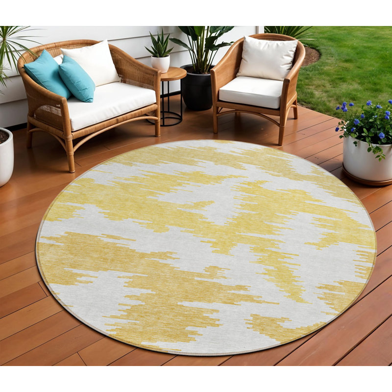 Tapis rond 8 po beige et beige