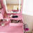3-Color Led Vanity Mirror With Stool, Pink Dressing Table For Bedroom, 2 Drawers & 5 Storage Cabinets (4 Open + 1 Hidden), Adjustable Lighting-168204871