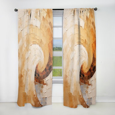 Elya Beige Spiral Potteries - Modern Velvet Curtain - Room Darkening - 1 Panel