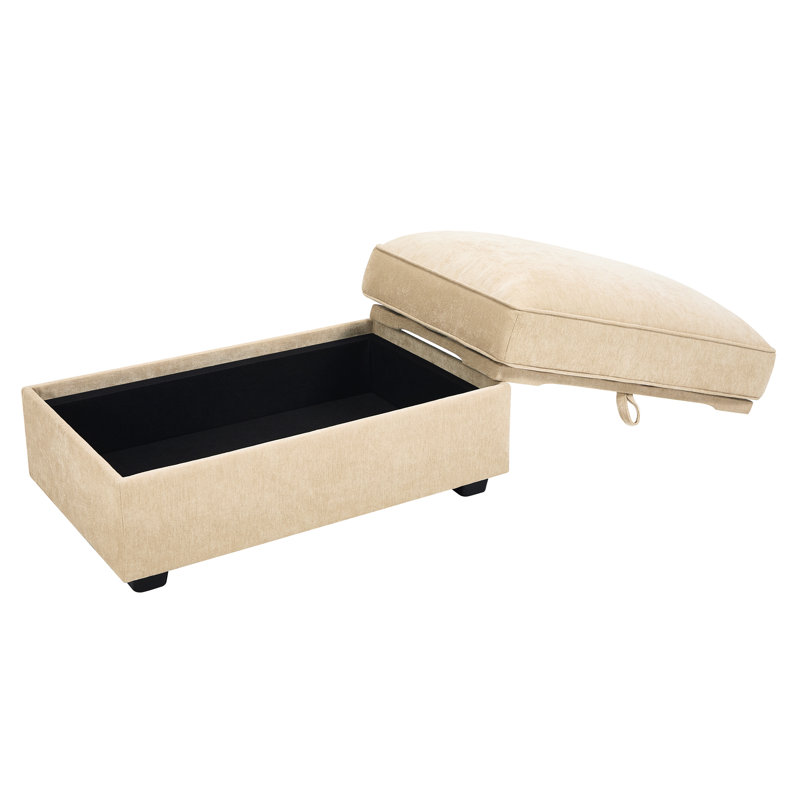 Modern Chenille Ottoman, Wheat