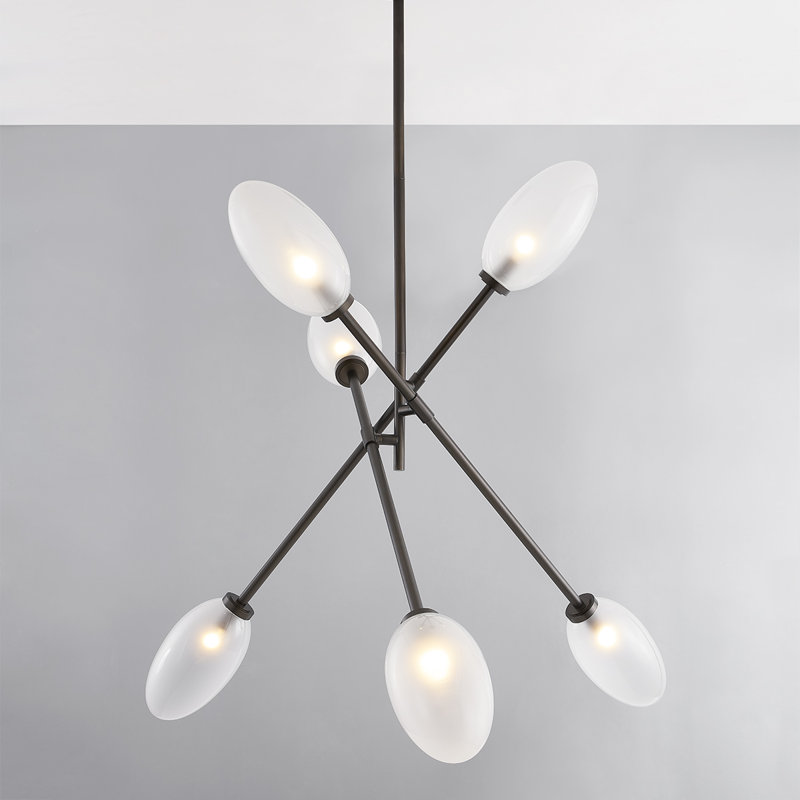 ALBERTON 6 LIGHT CHANDELIER, Black Brass