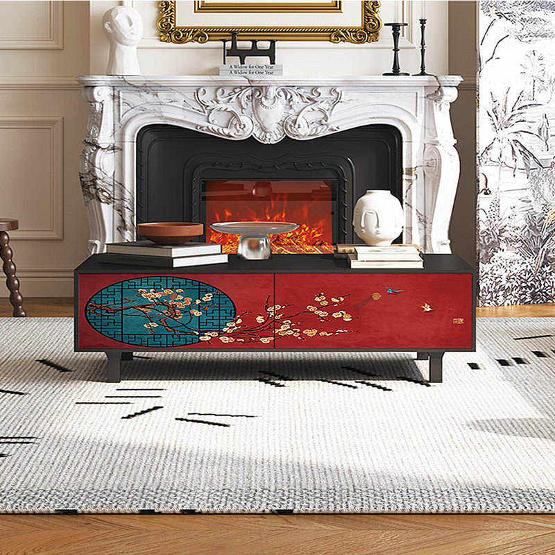Table basse avec rangement peint français rétro, Noir