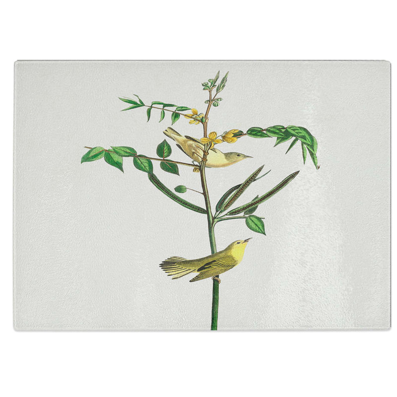 Tempered Glass Children's Warbler Birds Chopping Board, 28.5 cm W x 20 cm L