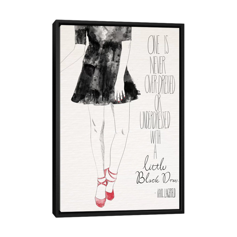 «Little Black Dress», impression sur toile, H 26 po x l 18 po x P 1,5 po, Toile avec cadre noir, Pas de tapis