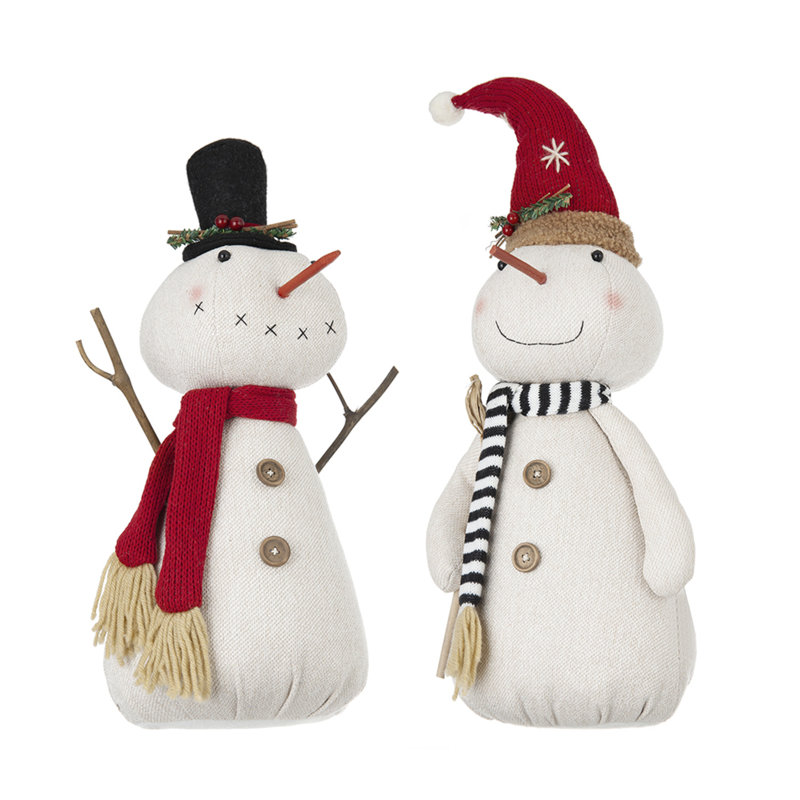 Bonhomme de neige avec corps long, bâtons et nez - Ensemble de 2