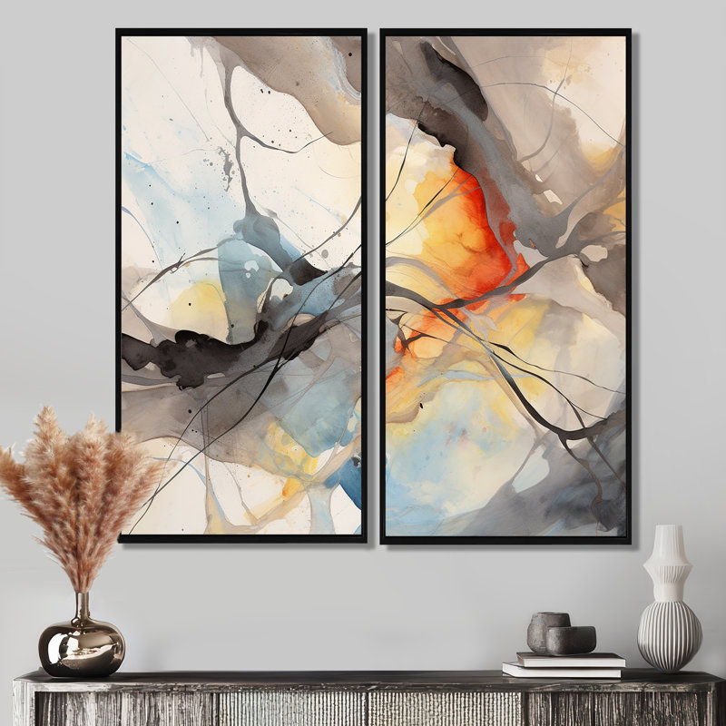 Cohleen - impressions sur toile modernes, H 32 po x l 32 po, Impression encadrée flottante, Noir