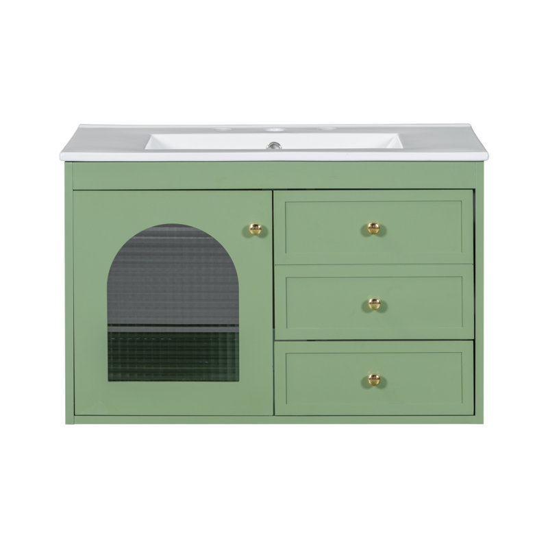 Base de meuble-lavabo simple 18 po fixée au mur seulement
