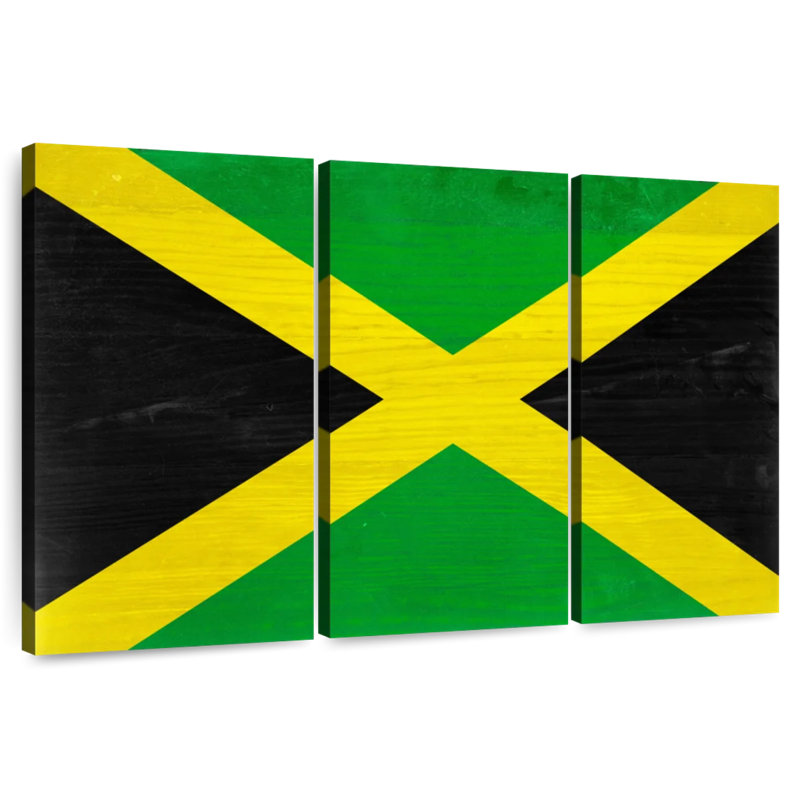 Borges Wood Jamaica Flag, 36" H x 57" W