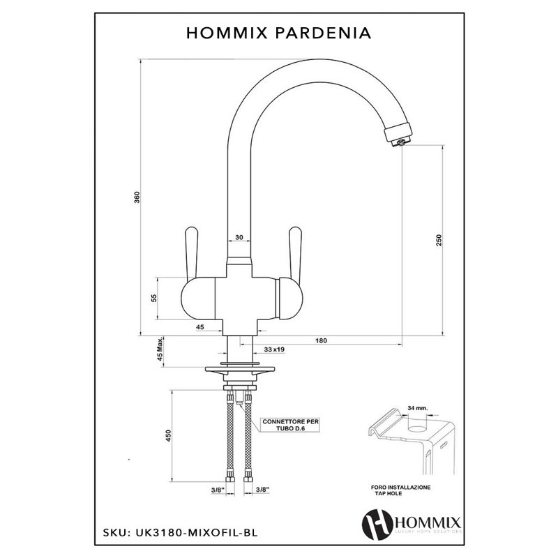 Pardenia 3-Way Tap (Triflow Filter Tap), White