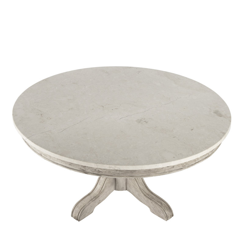 Pedestal Coffee Table, Distressed Gray Top/Rustic Gray Base